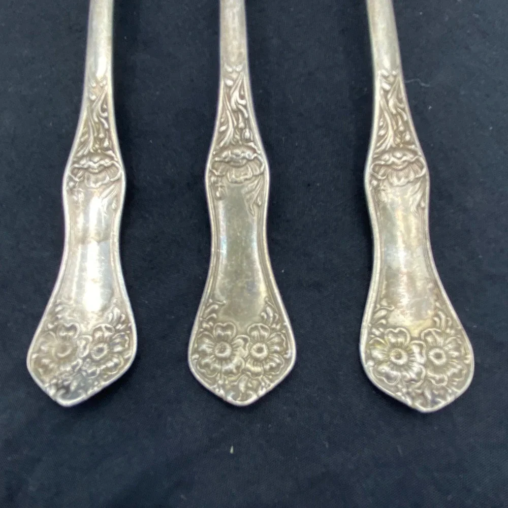 Antique William Rogers 1906 Flower Silverplate Dinner Forks Set 7.5